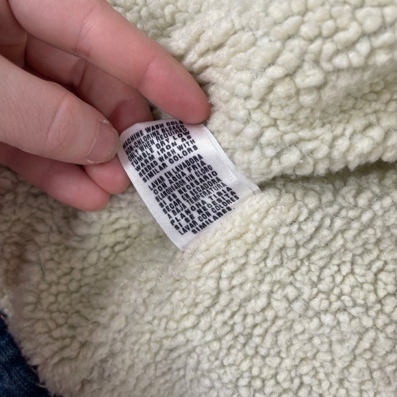 Y2K Polo Jeans Ralph Lauren Denim Jacket Womens XL Sherpa Lined Distressed 2000s - Picture 13 of 16